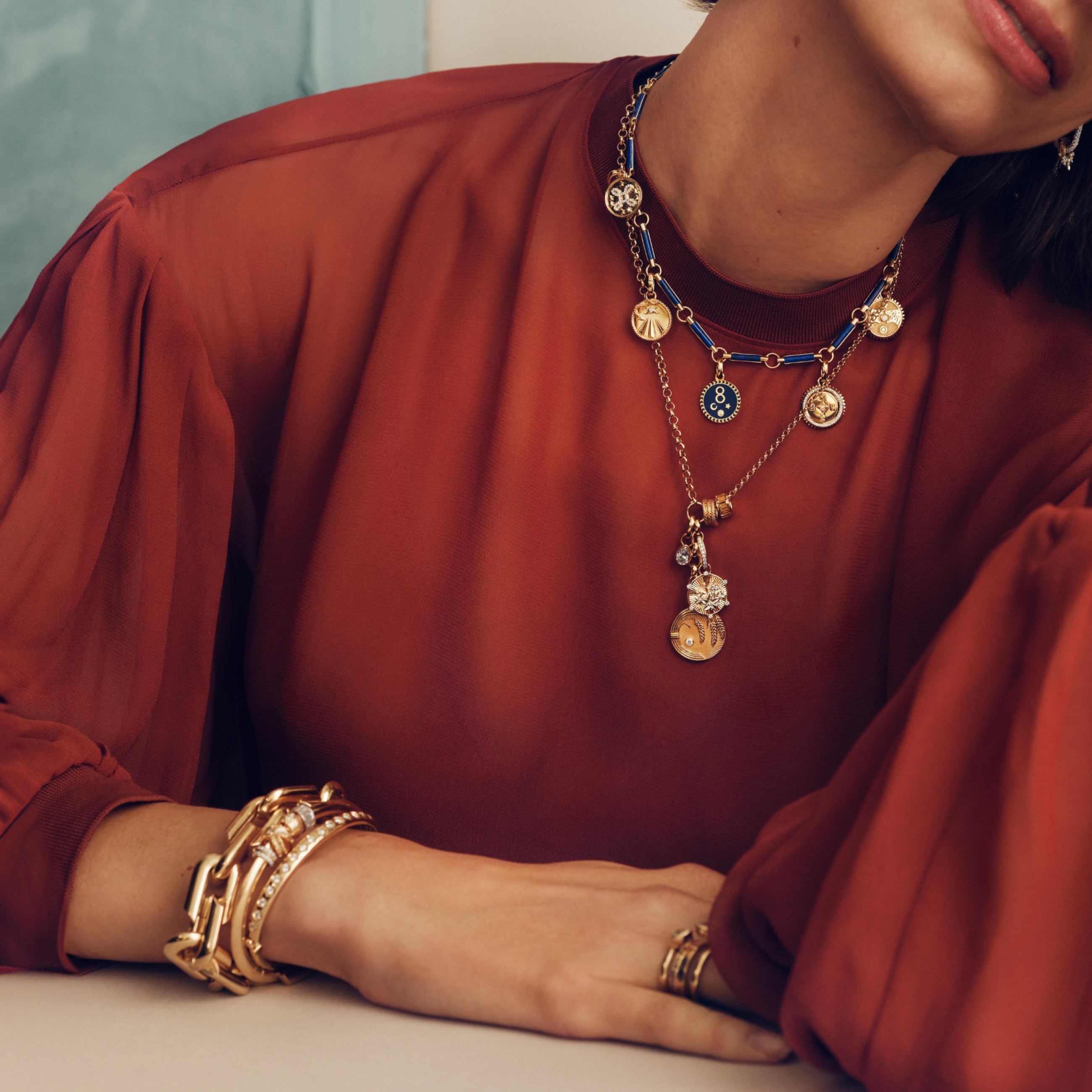 Lovestruck and Protection Heart Beats Strong Heart Bangle Story : in Yellow Gold with Diamonds