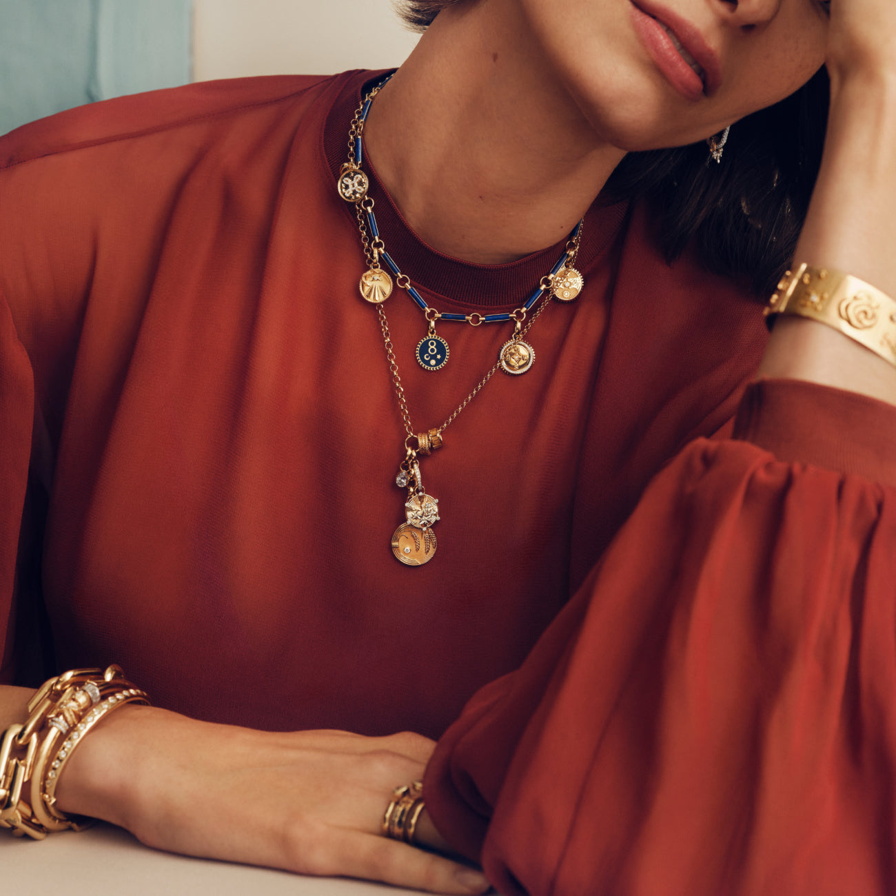 Infinite Gratitude and Resilience Medium Mixed Belcher Extension Story : in Yellow Gold with Diamonds and Champagne Citrine