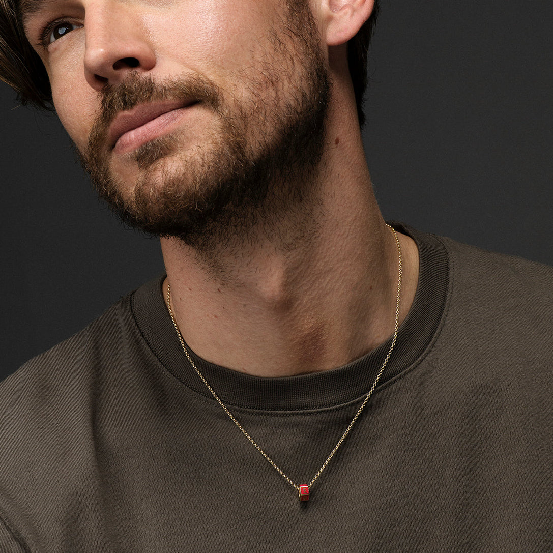 Custom Faceted Heart Beat : Fine Belcher Necklace Red