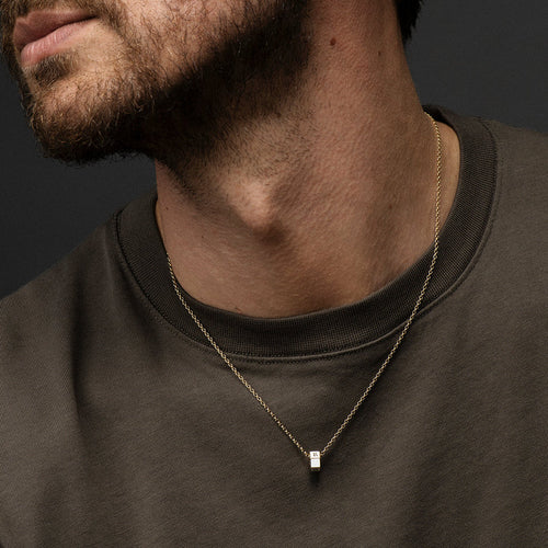 Custom Faceted Heart Beat : Fine Belcher Necklace White