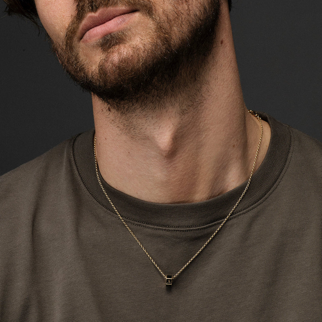 Custom Faceted Heart Beat : Fine Belcher Necklace Black