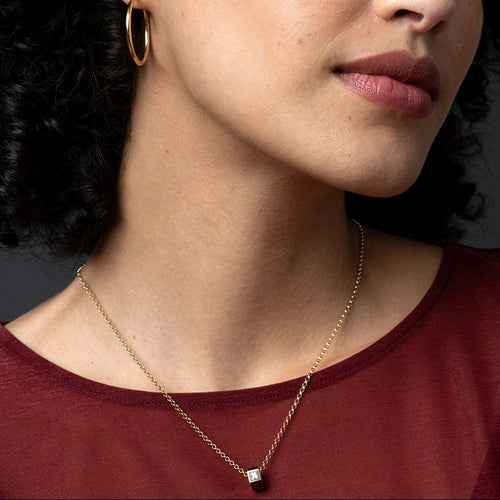 Custom Faceted Heart Beat : Fine Belcher Necklace Black