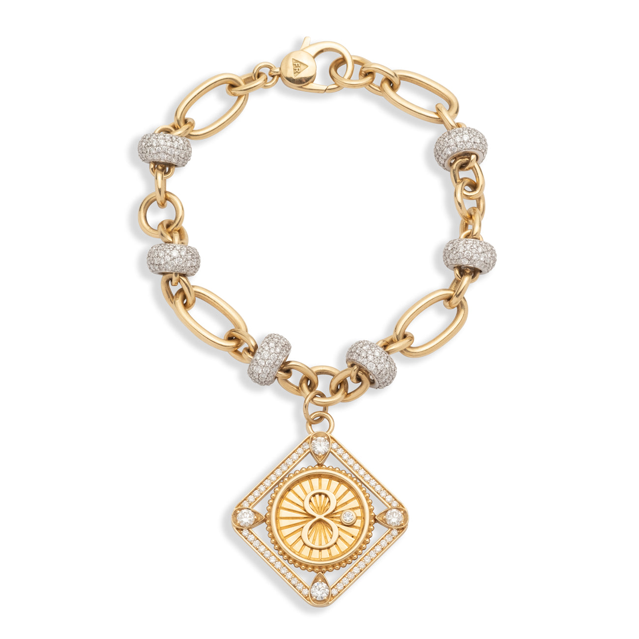 Framed Karma Orbit Bracelet : in Yellow Gold with Diamonds