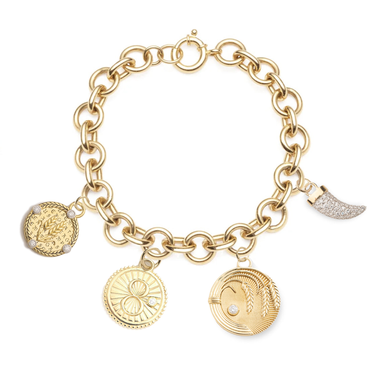 Infinite Gratitude and La Loba Claw Midsized Mixed Link Bracelet : in Mixed Gold with Diamonds