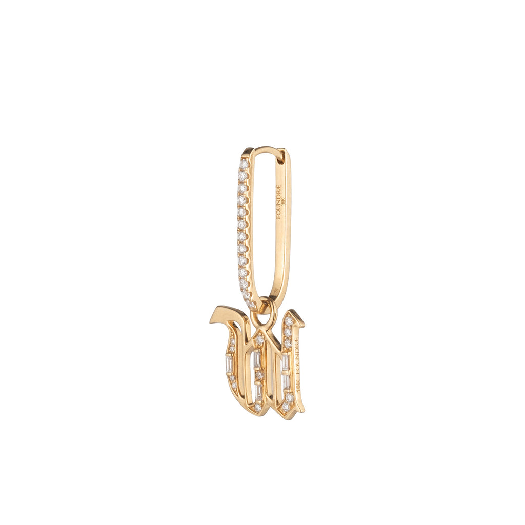 Diamond Initial Small Pave Fob Earring : in Yellow Gold