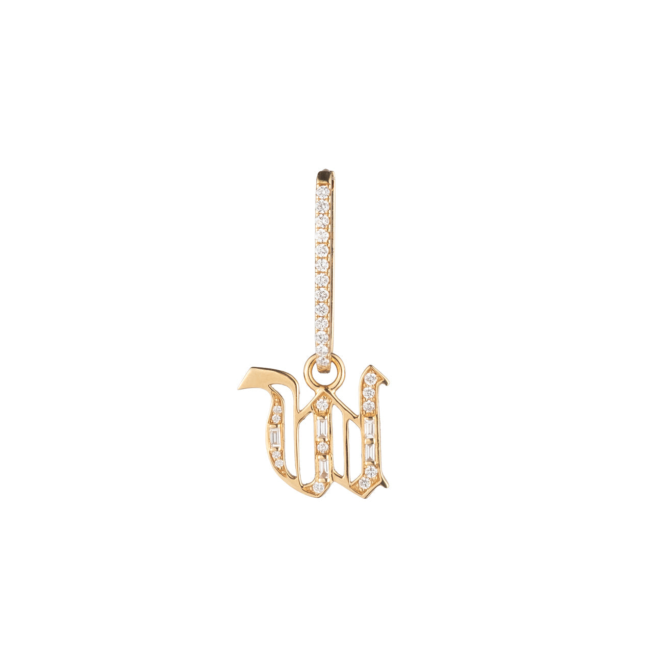 Diamond Initial Small Pave Fob Earring : in Yellow Gold