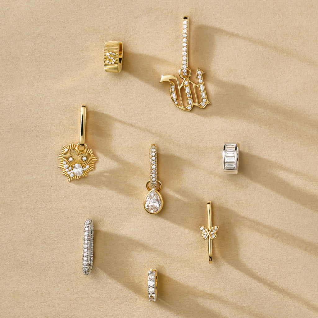 Diamond Initial Small Pave Fob Earring : in Yellow Gold