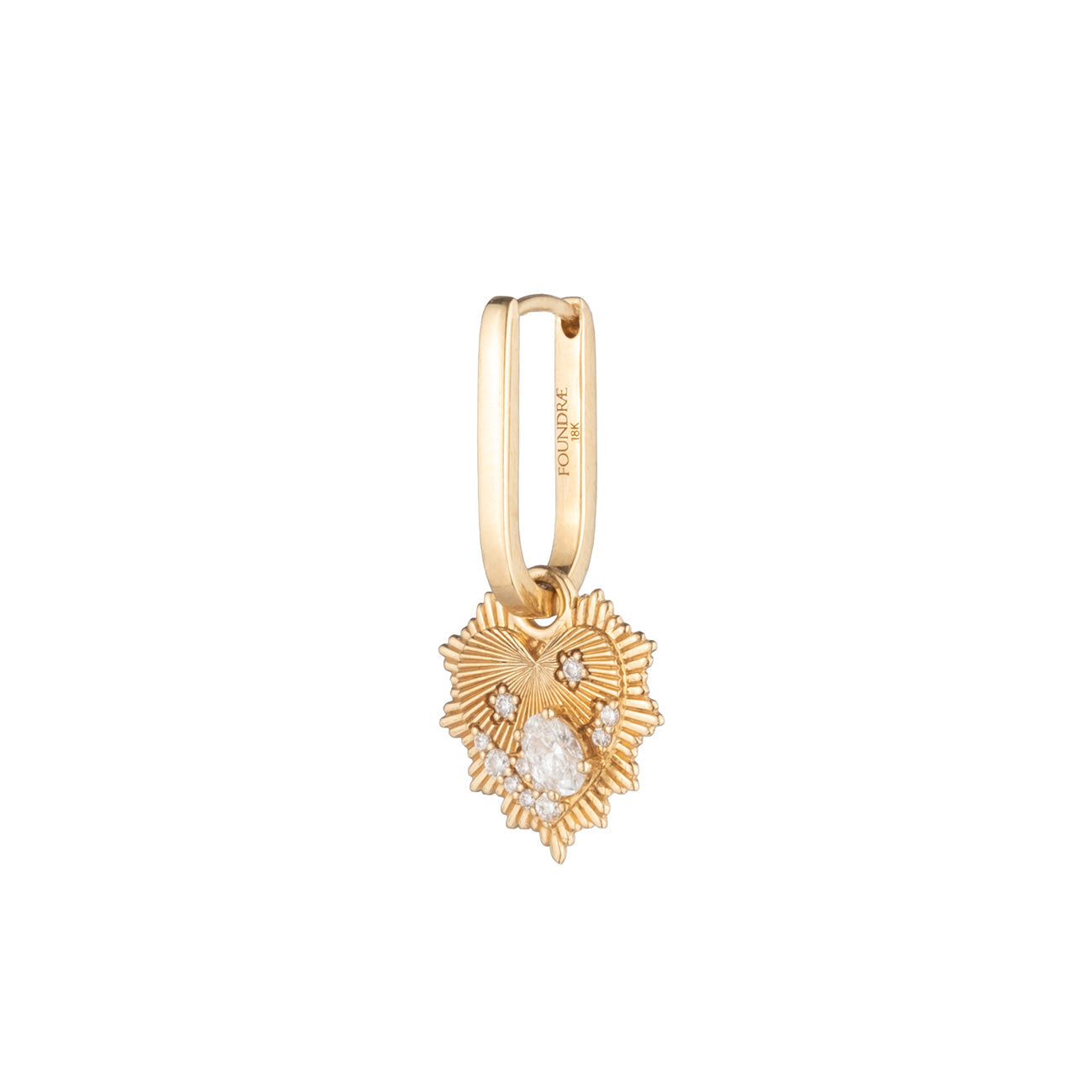 Encrusted Diamond Heart Love Token Petite Fob Earring : in Yellow Gold