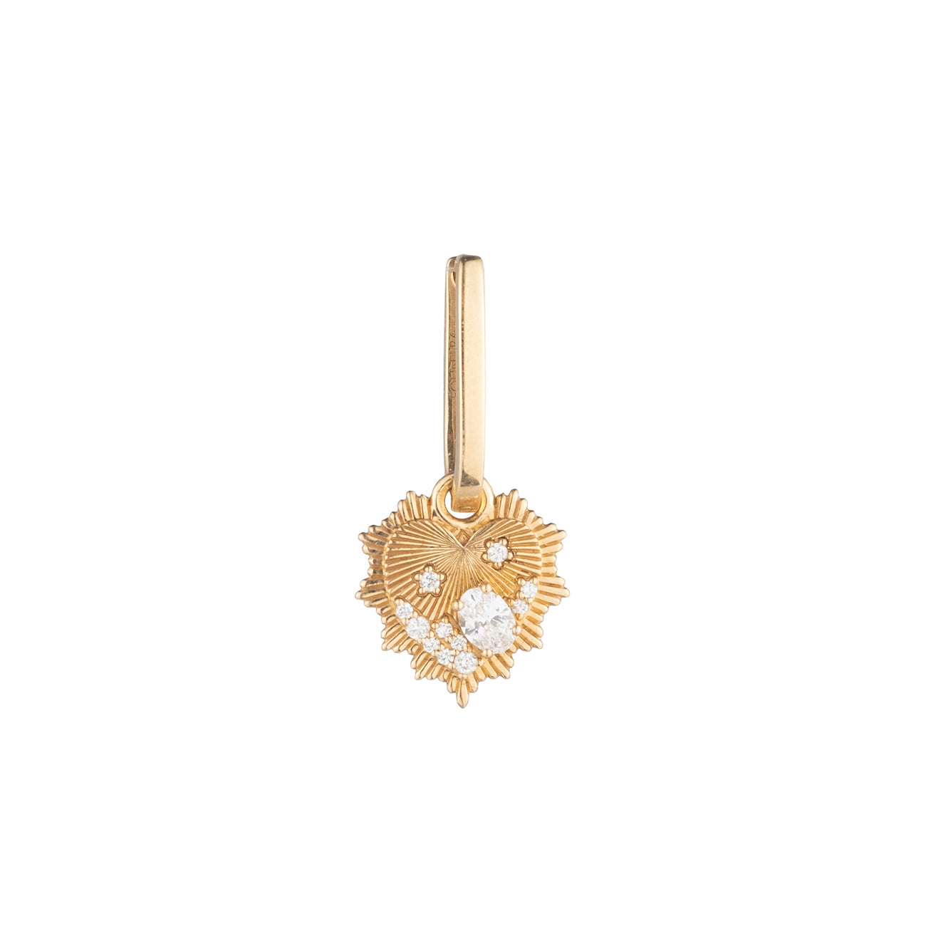 Encrusted Diamond Heart Love Token Petite Fob Earring : in Yellow Gold