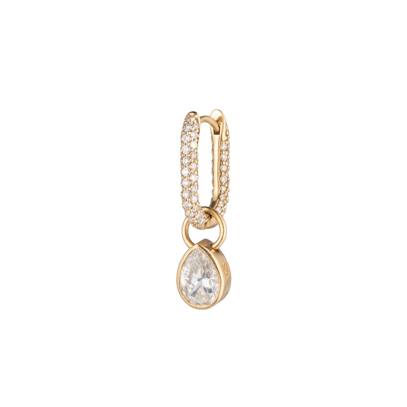 Forever & Always a Pair Petite Pave Fob Earring : in Yellow Gold with Diamond