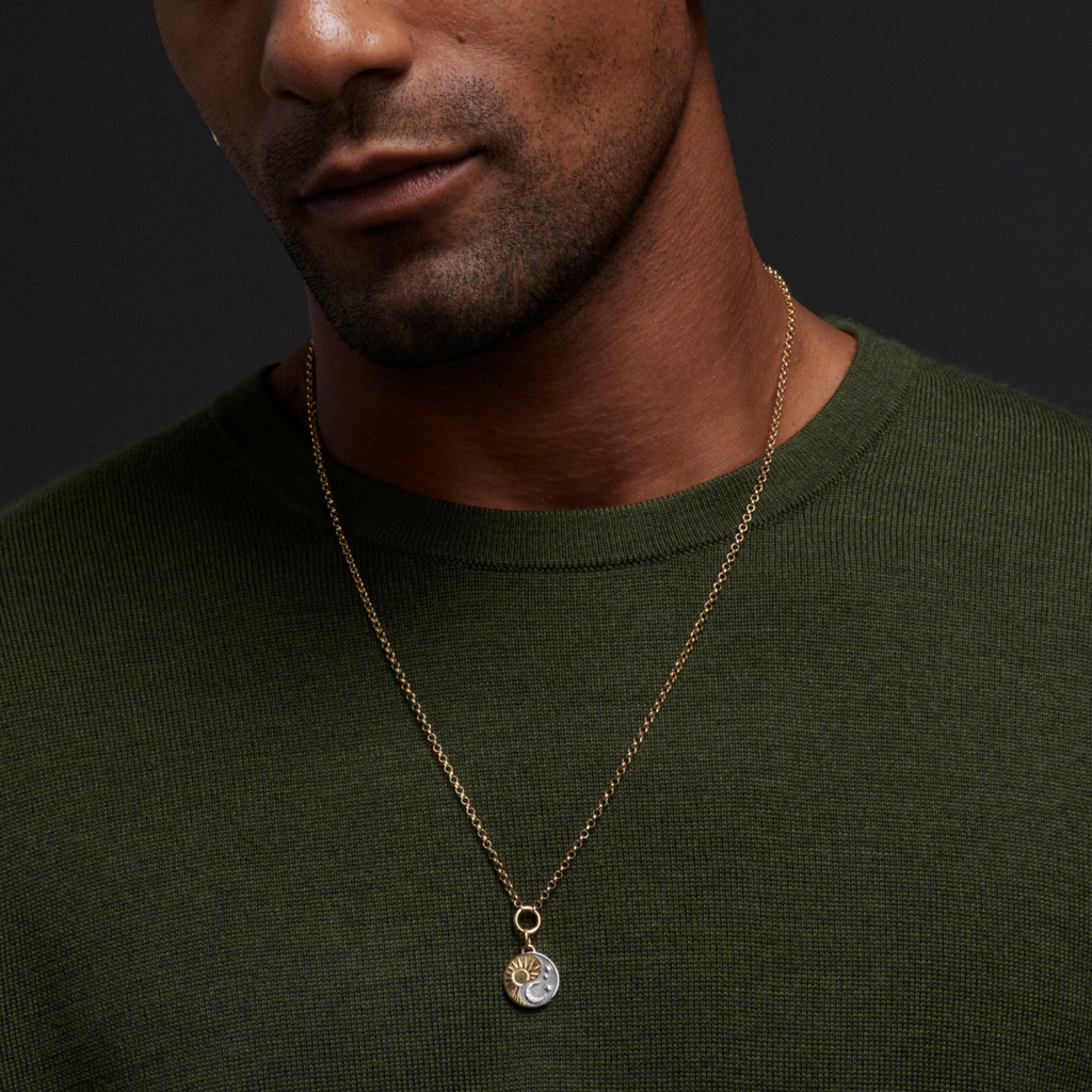 Balance Small Stationary Belcher Necklace : In Mixed Gold