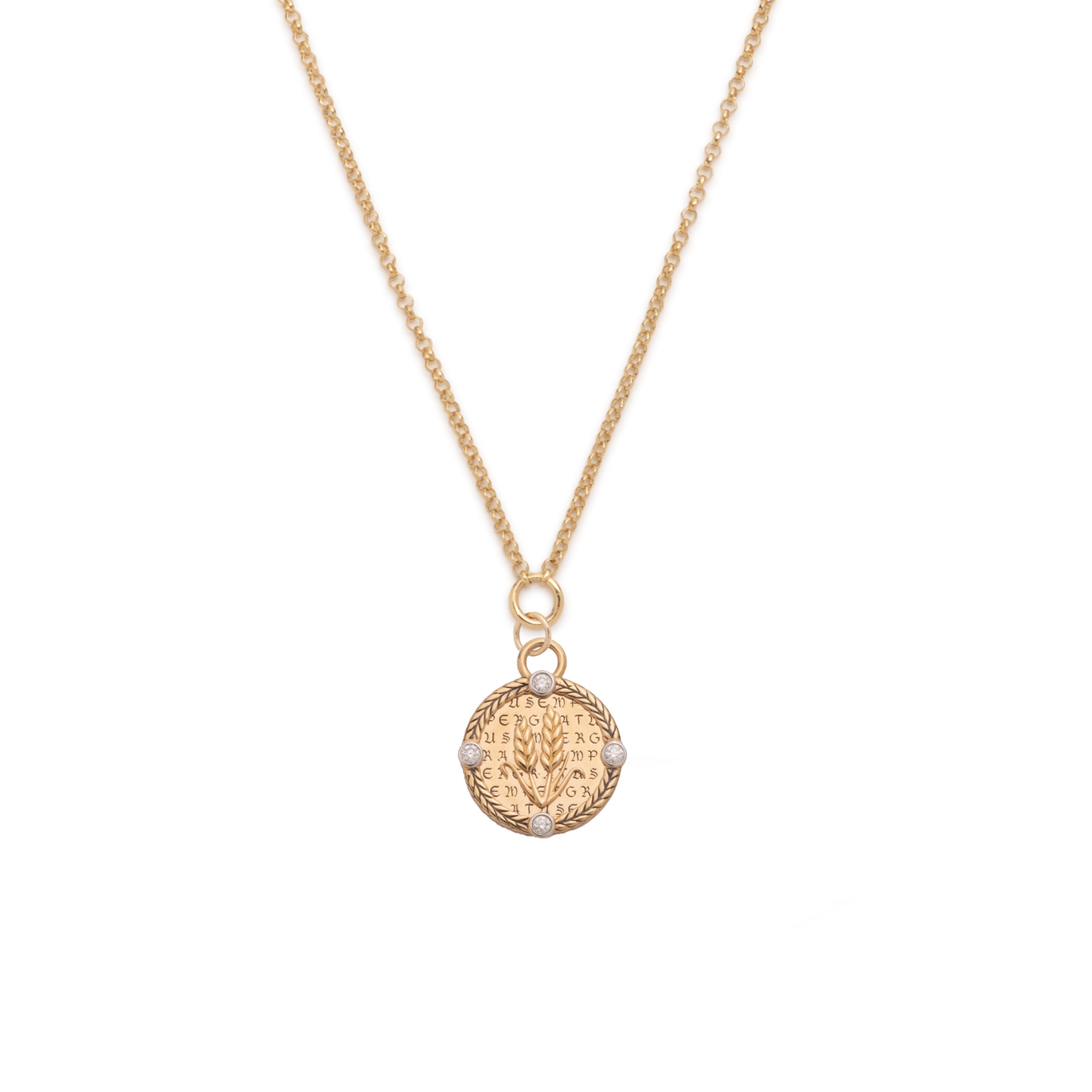 Infinite Gratitude Braided Wheat Small Belcher Necklace : in Yellow Gold with Diamonds