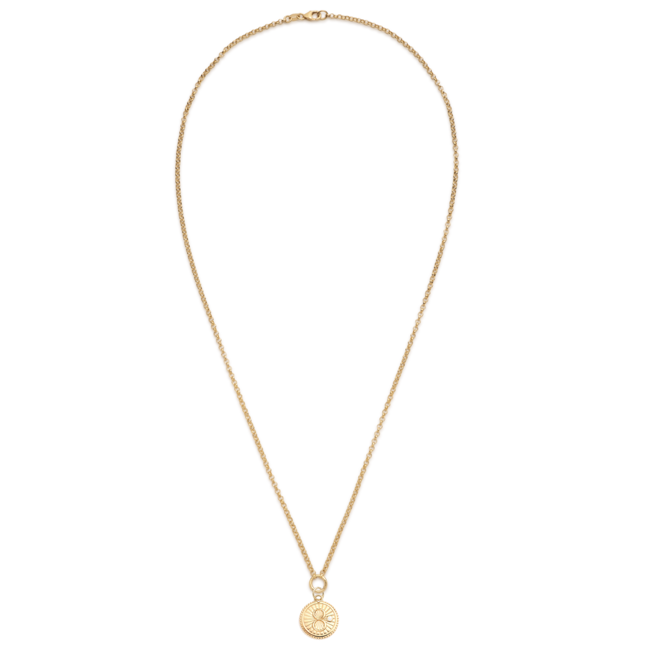 Karma Small Stationary Belcher Necklace : In Yellow Gold