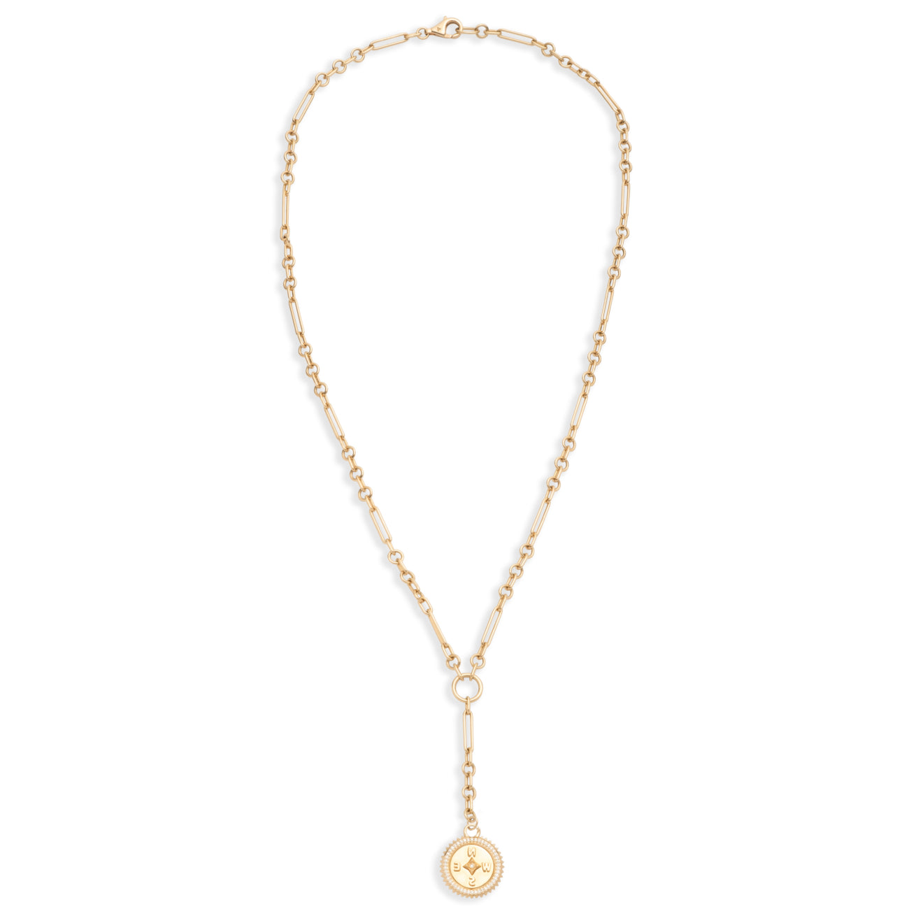 Internal Compass Fine Mixed Clip Extension Necklace : in Yellow Gold with Diamonds