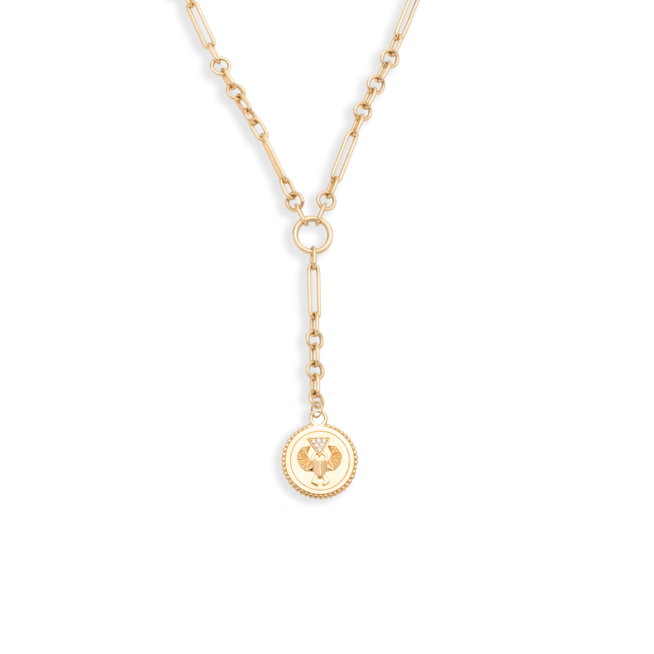 Protection Fine Mixed Clip Extension Necklace : in Yellow Gold with Diamonds