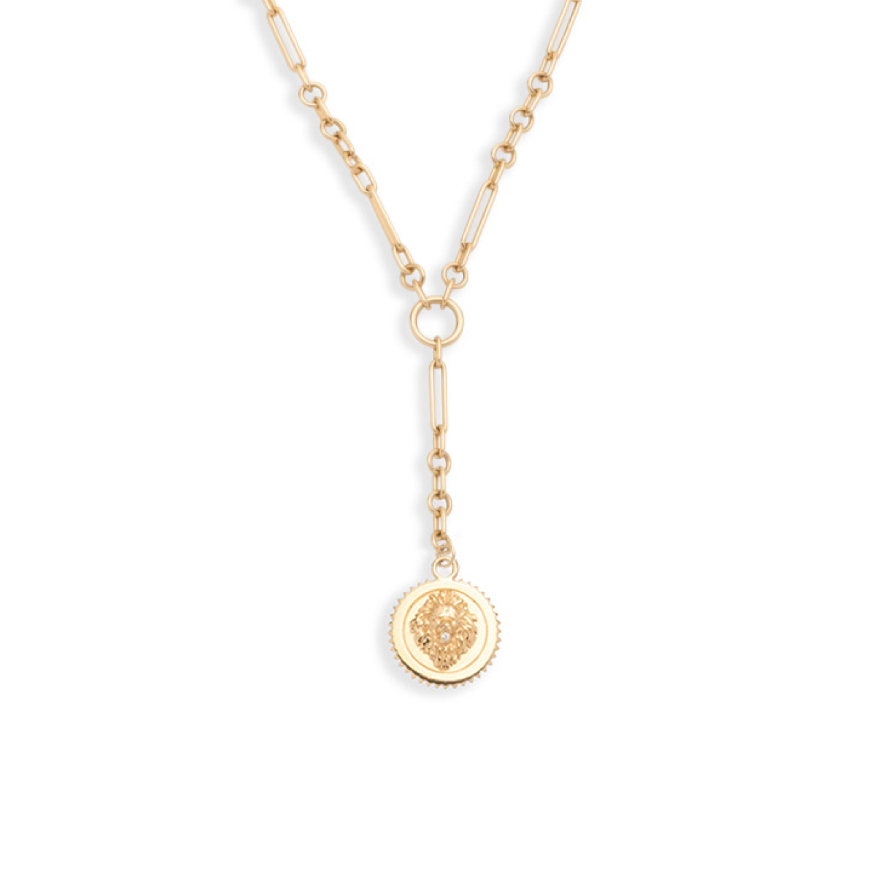 Strength Fine Mixed Clip Extension Necklace : in Yellow Gold with Diamonds