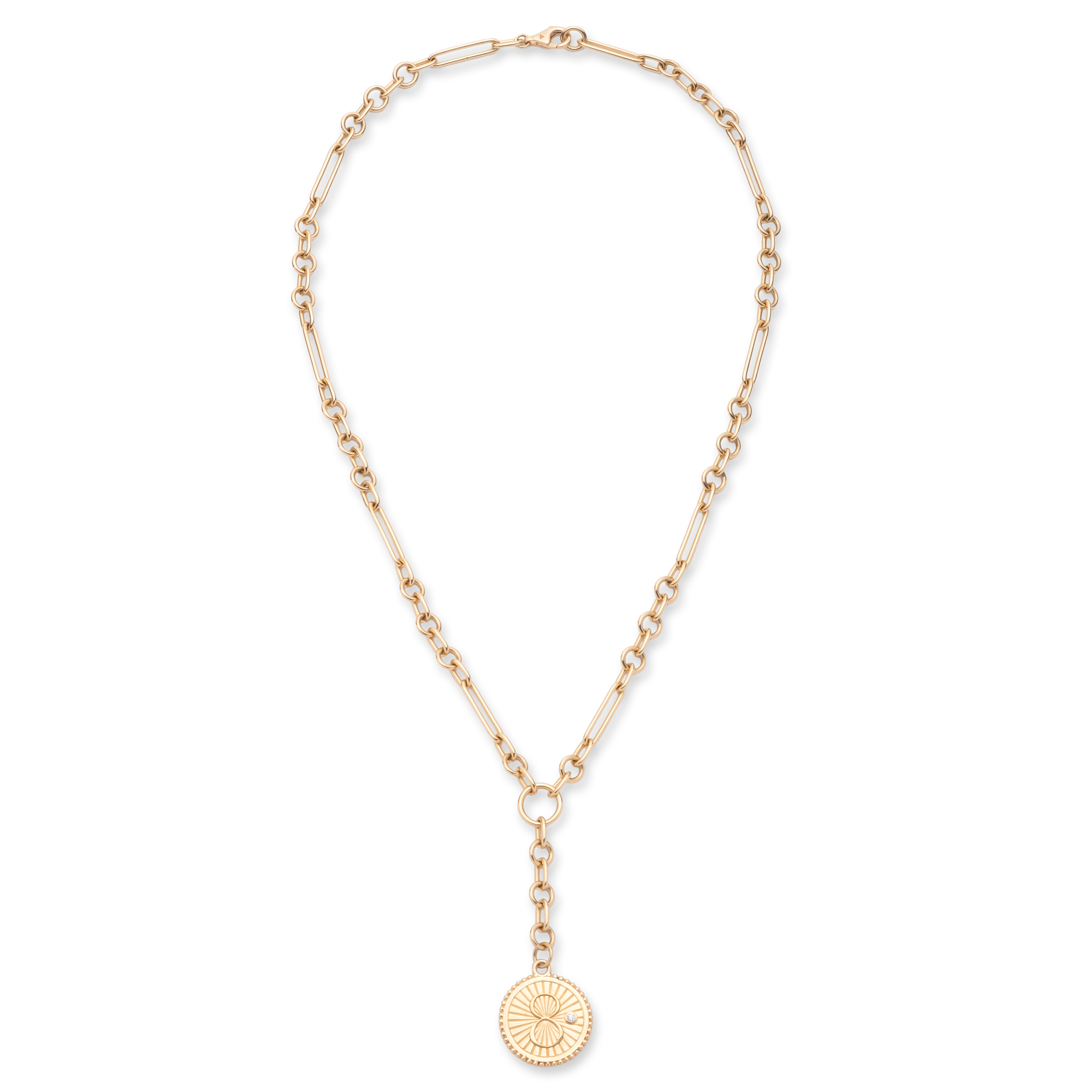 Karma Small Mixed Clip Extension Necklace : in Yellow Gold with Diamonds