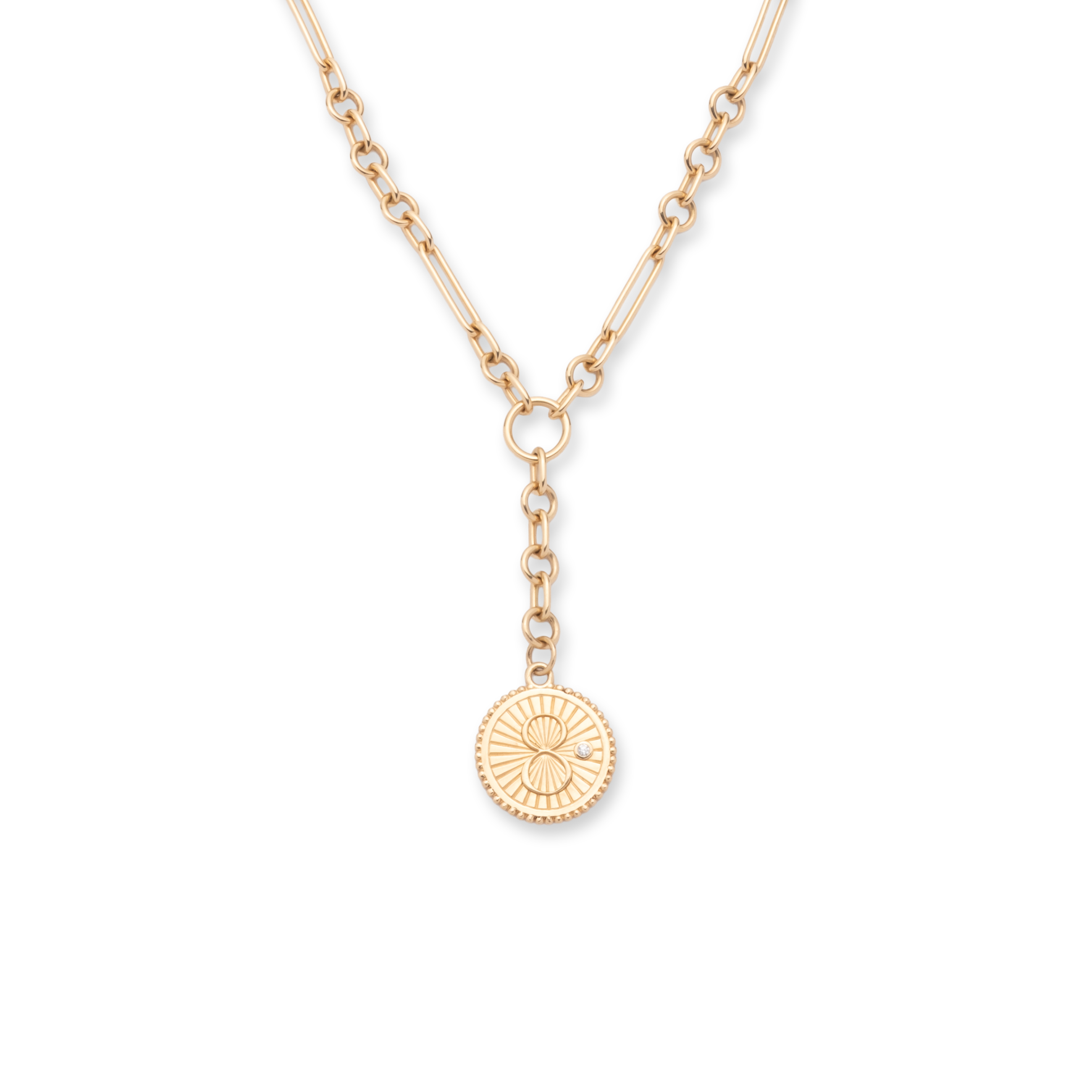 Karma Small Mixed Clip Extension Necklace : in Yellow Gold with Diamonds