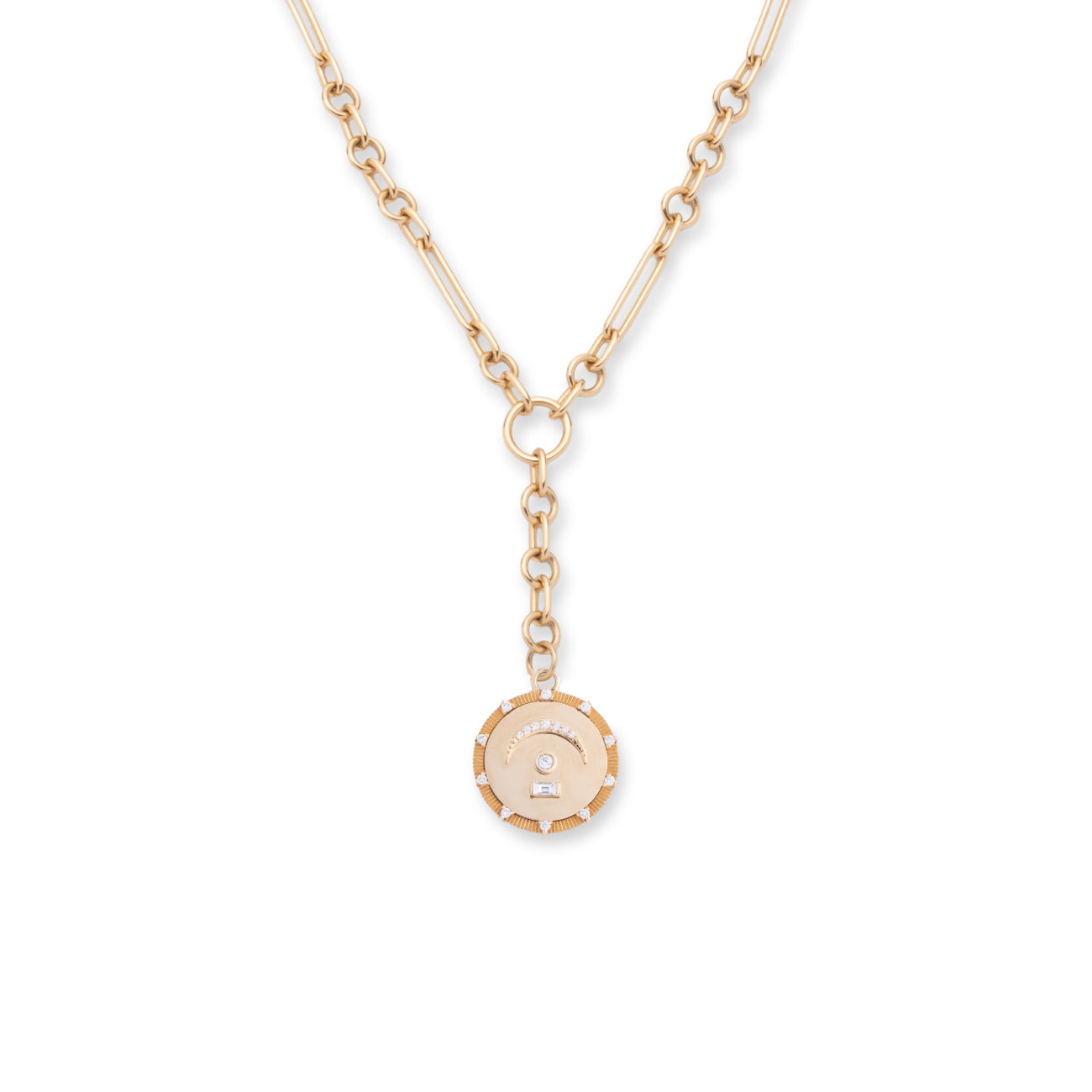 Pause Small Mixed Clip Extension Necklace : in Yellow Gold with Diamonds