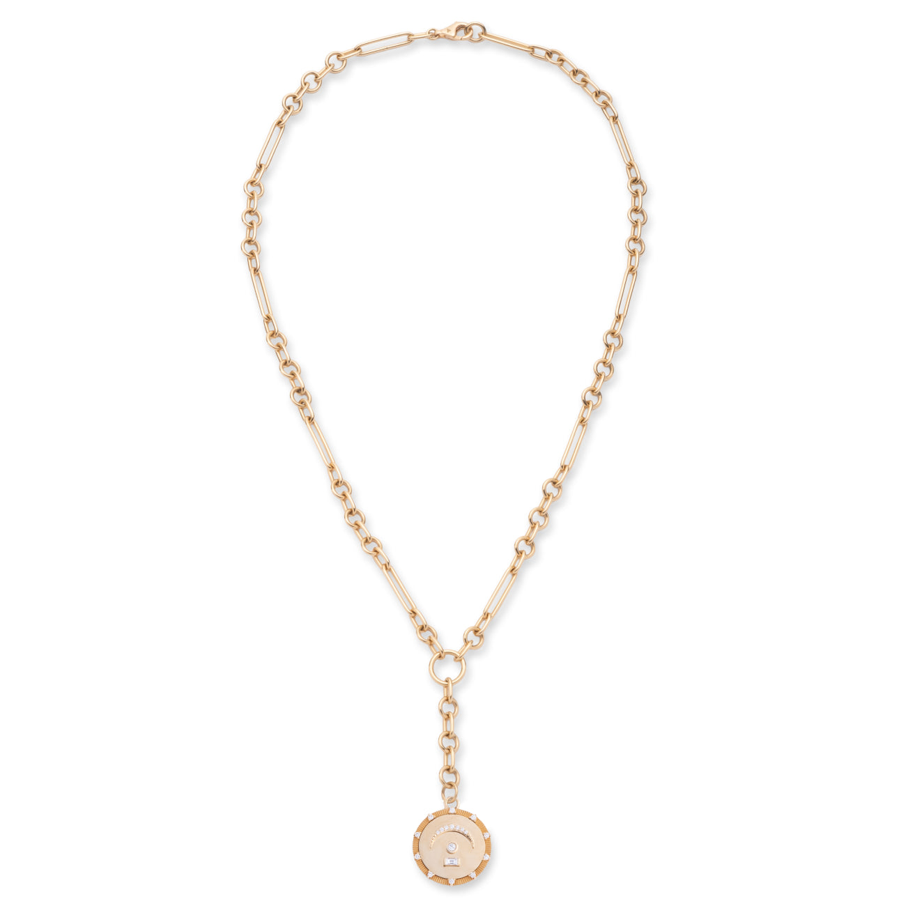 Pause Small Mixed Clip Extension Necklace : in Yellow Gold with Diamonds