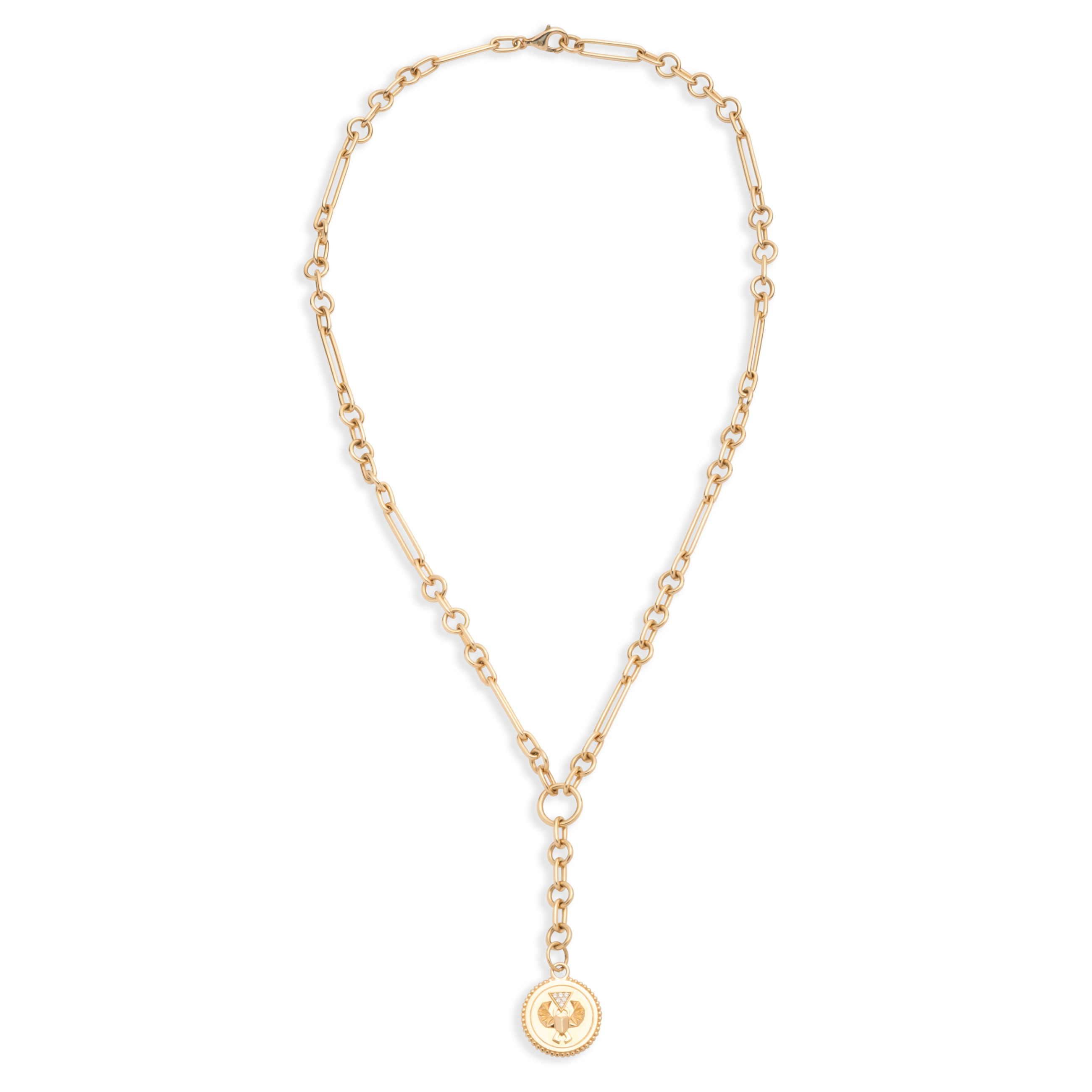 Protection Small Mixed Clip Extension Necklace : in Yellow Gold with Diamonds