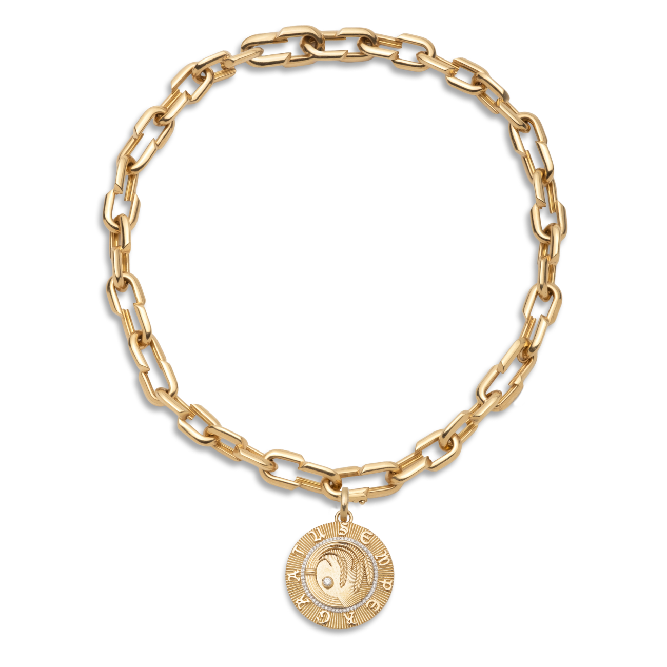 Infinite Gratitude Medium Strong Hearts Love Link Chain Necklace : in Yellow Gold with Diamonds