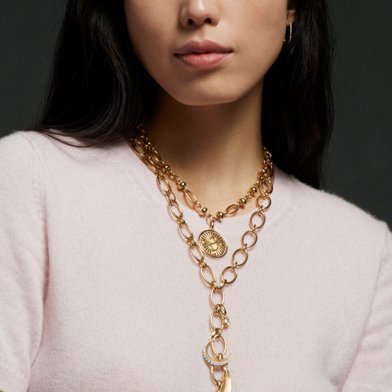 Karma Orbit Chain Extension Necklace : in Yellow Gold with Diamond