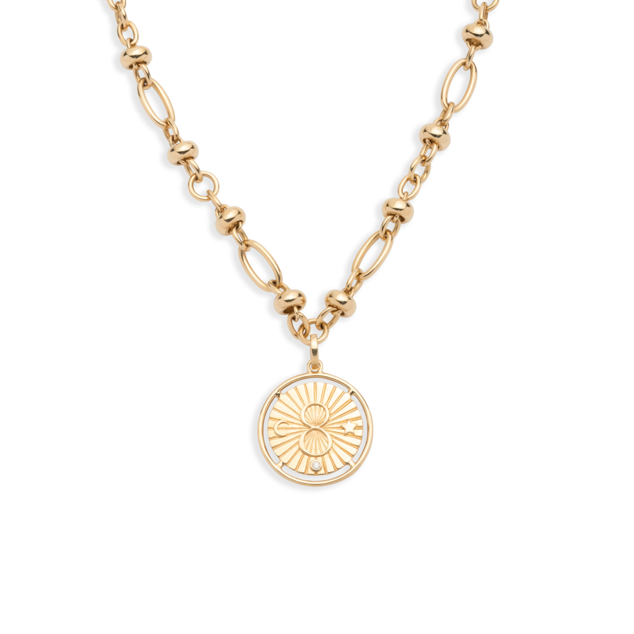Karma Orbit Chain Extension Necklace : in Yellow Gold with Diamond