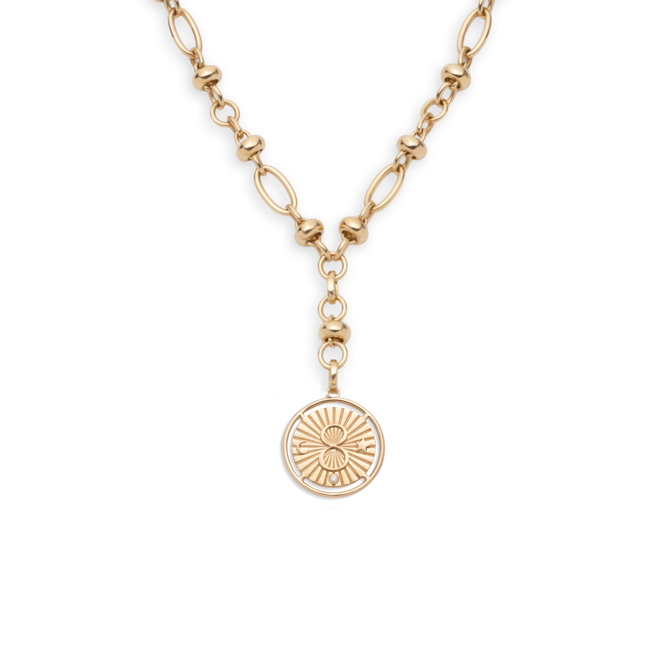 Karma Orbit Chain Extension Necklace : in Yellow Gold with Diamond