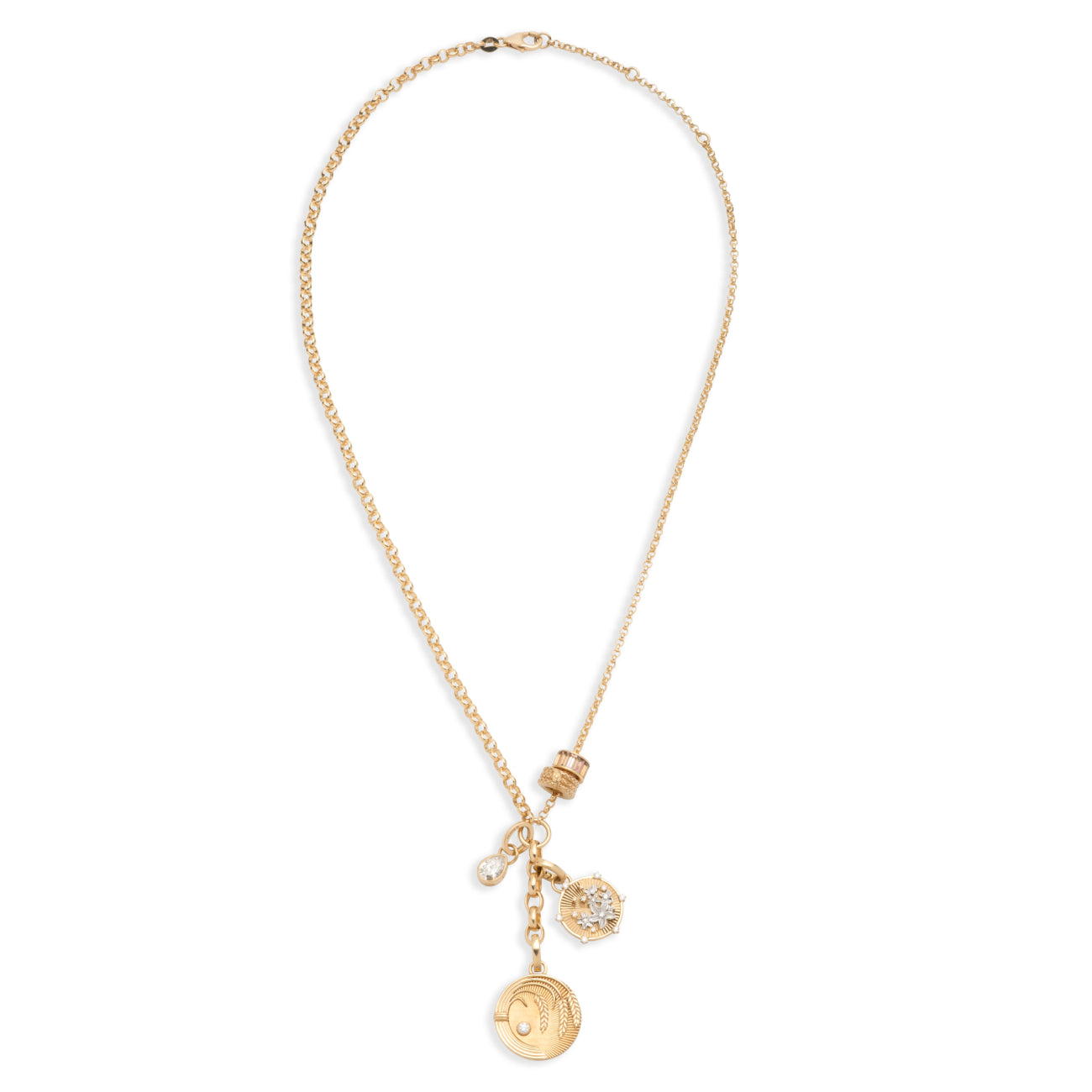 Infinite Gratitude and Resilience Medium Mixed Belcher Extension Story : in Yellow Gold with Diamonds and Champagne Citrine