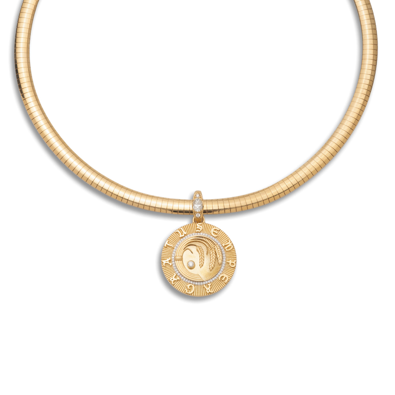 Infinite Gratitude Medium Sleek Collar Necklace : in Yellow Gold with Diamonds