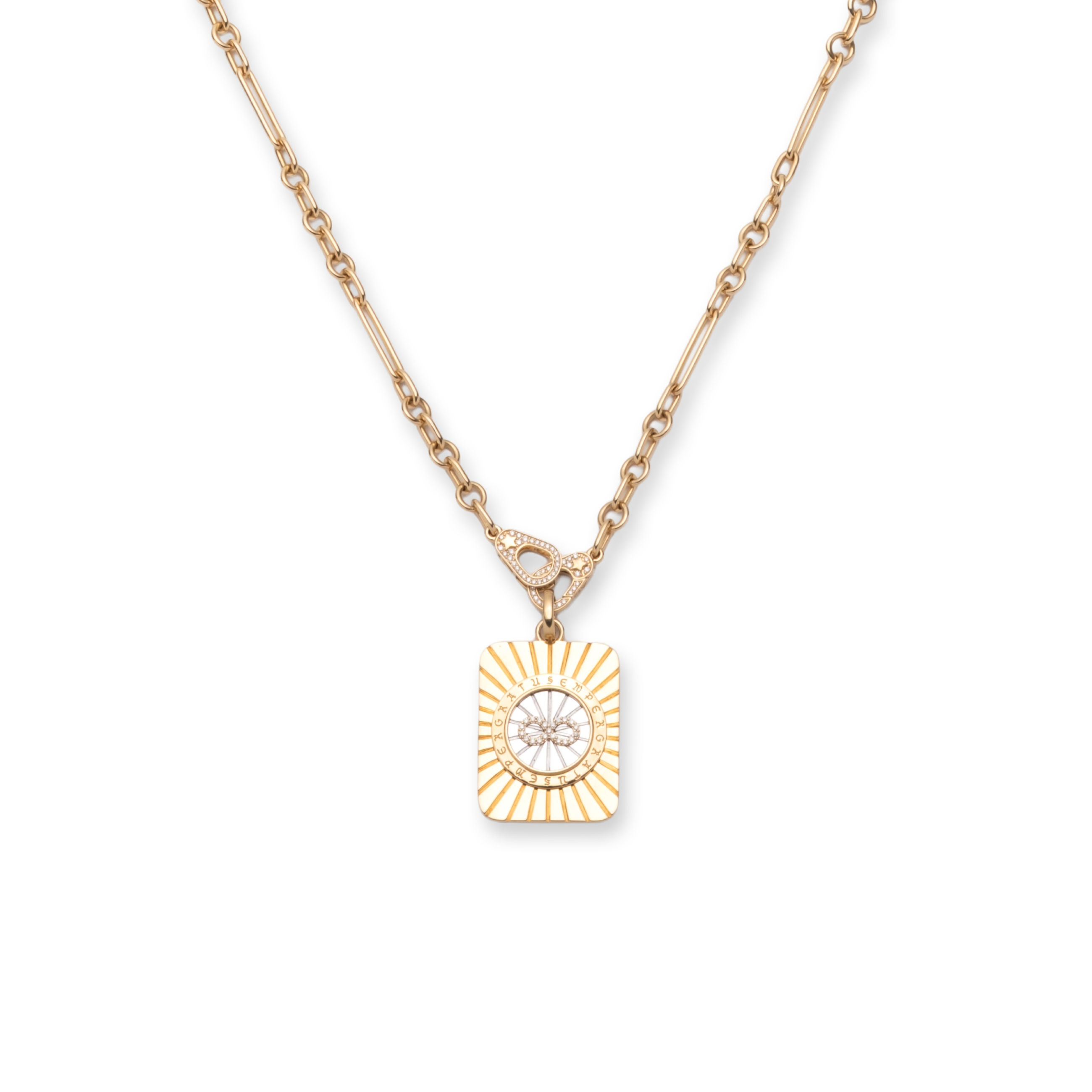 Infinity Sister Hook Small Mixed Clip Necklace : in Mixed Gold with Diamonds