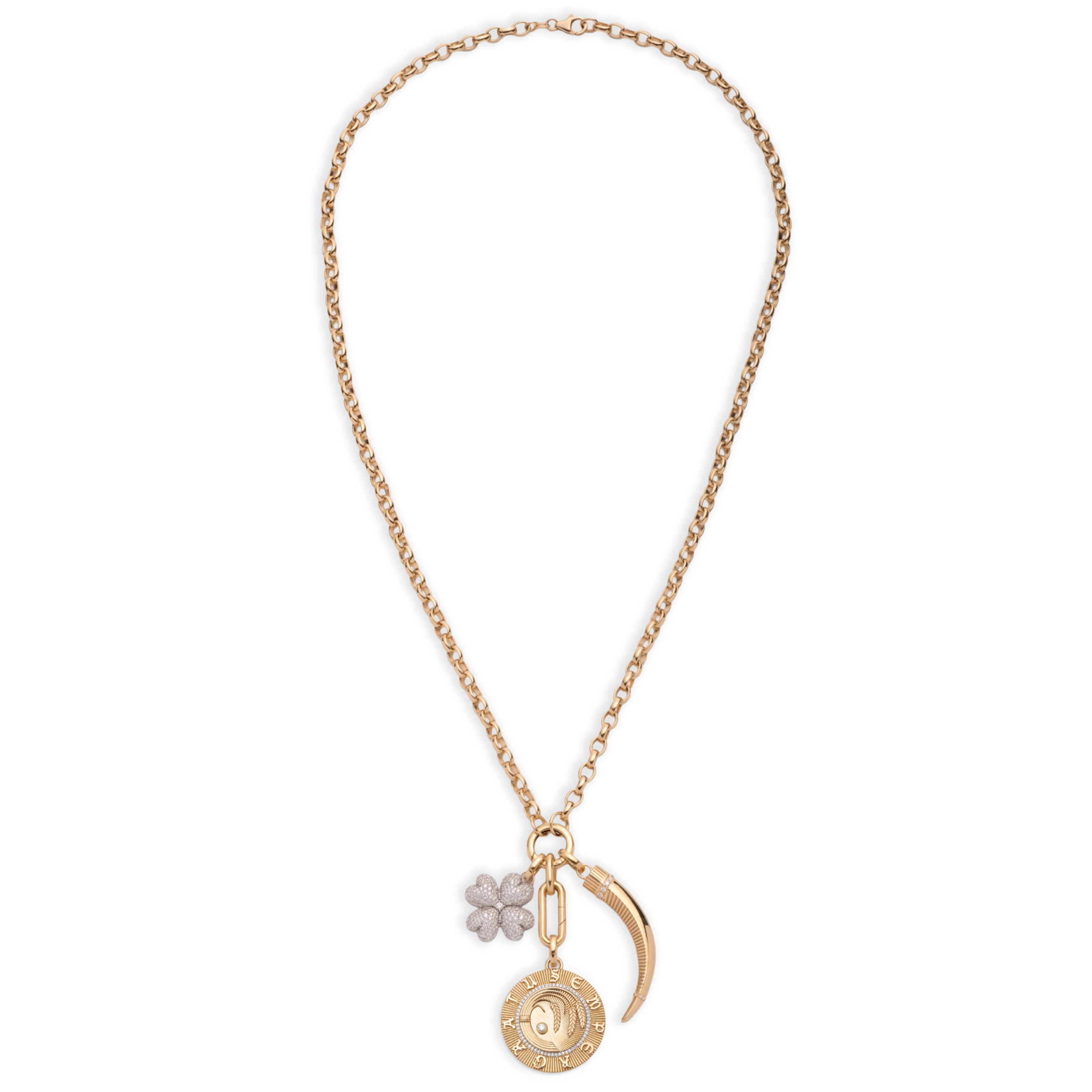 Infinite Gratitude and La Loba Claw Heavy Belcher Open Chain Story : in Mixed Gold with Diamonds