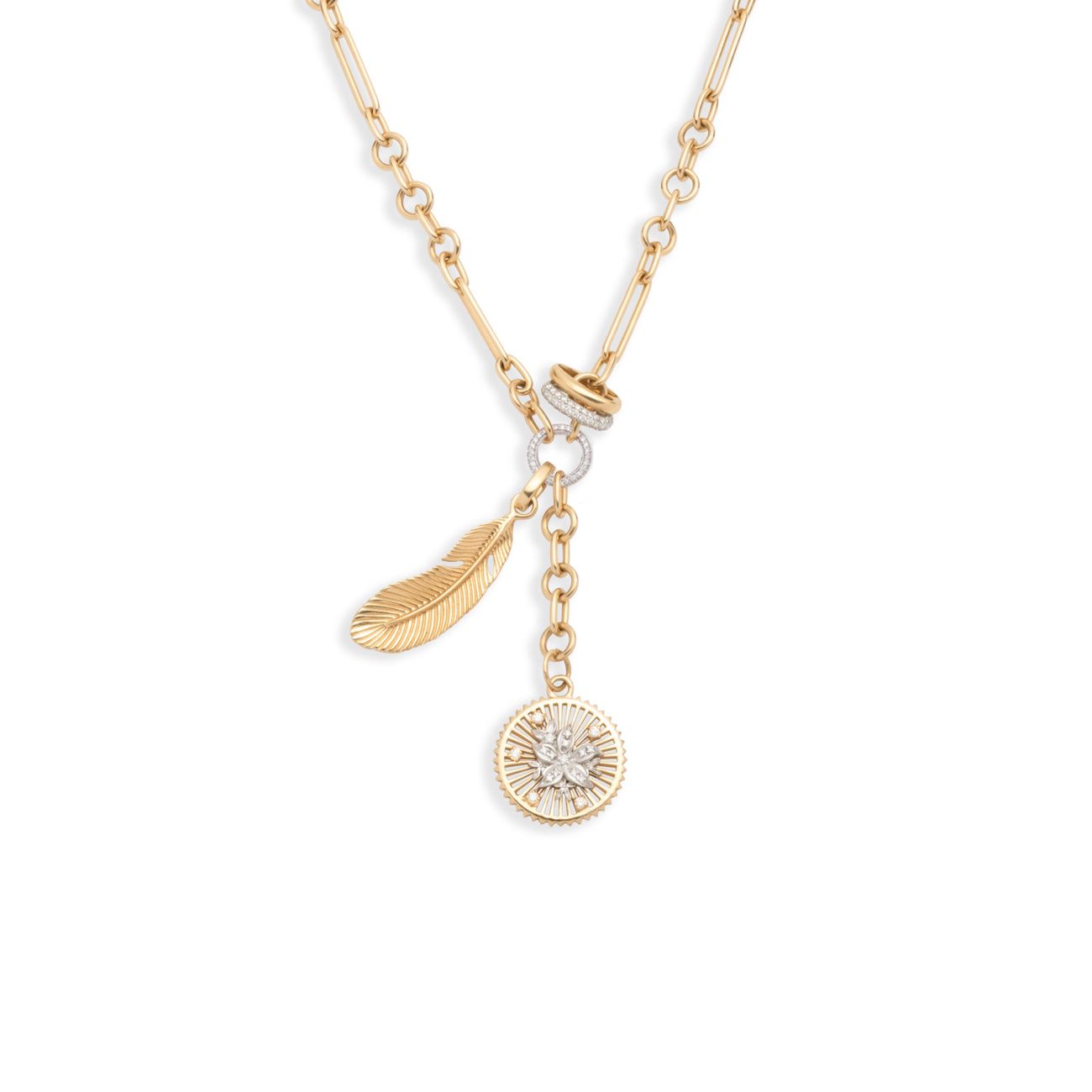 Resilience and Feather Small Mixed Clip Extension Story : in Yellow Gold with Diamonds
