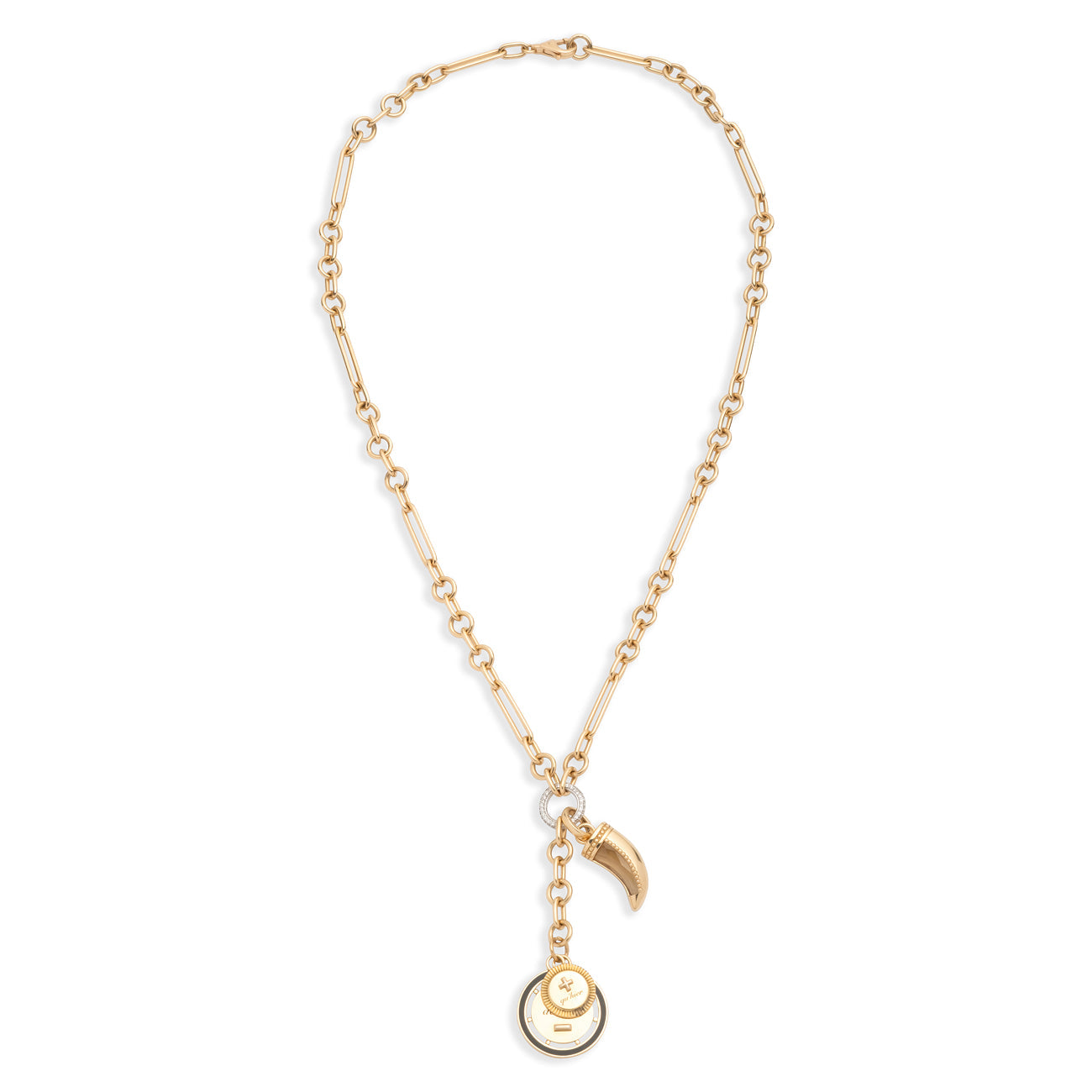 Ever Growing and Claw Small Mixed Clip Extension Story : in Yellow Gold with Black Ceramic and Champagne Citrine