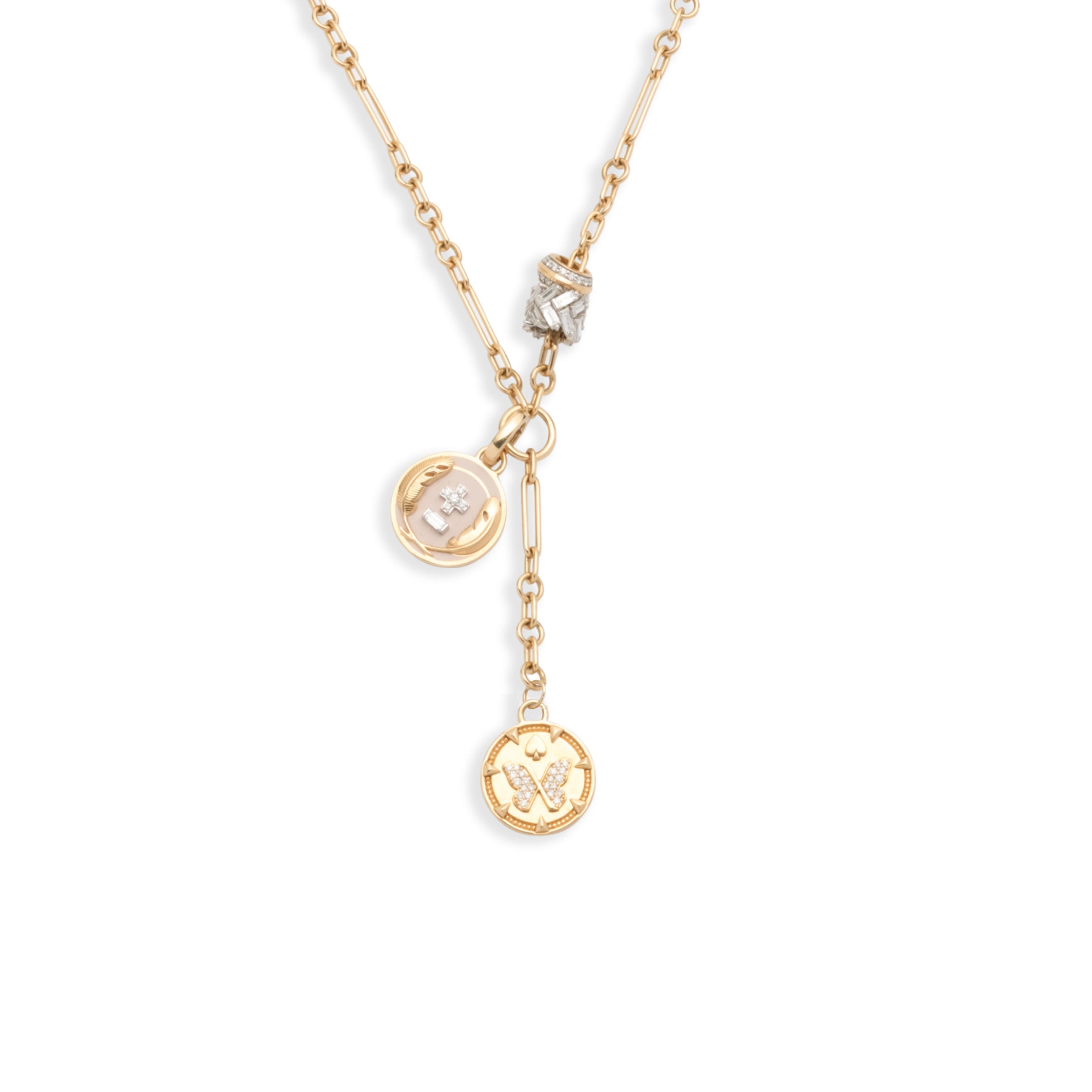 Reverie and Vivacity Fine Mixed Clip Extension Story : in Yellow Gold with Diamonds