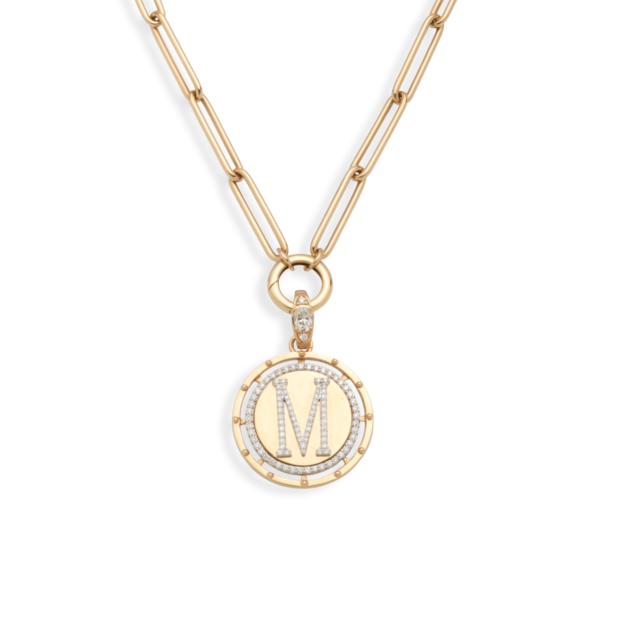 Lovestruck Pierced Custom Extended Clip Open Chain Necklace : in Yellow Gold with Diamonds