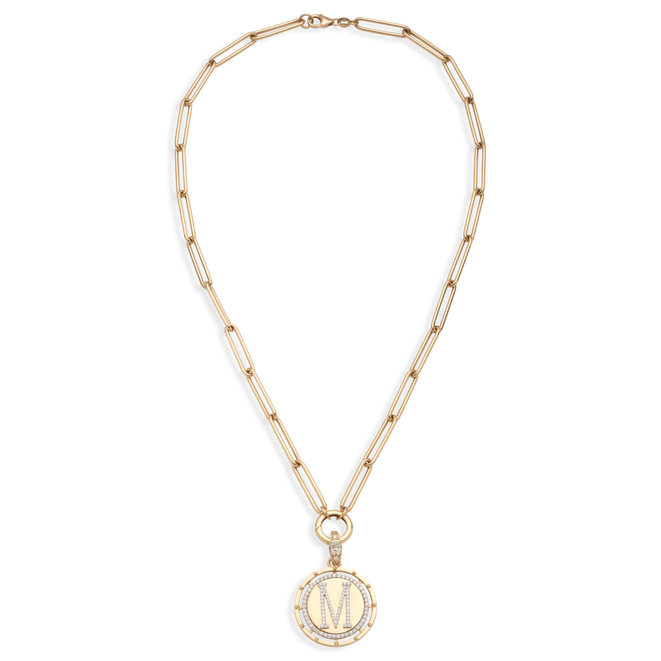 Lovestruck Pierced Custom Extended Clip Open Chain Necklace : in Yellow Gold with Diamonds