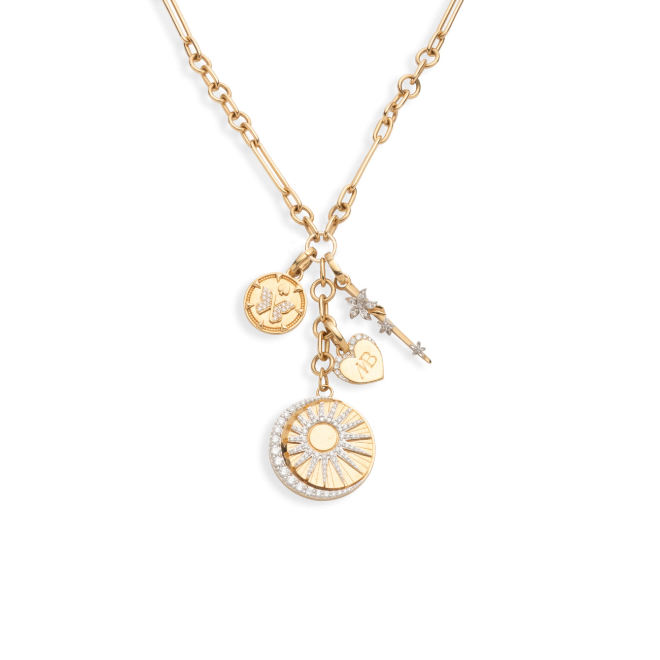 Balance and Reverie Small Mixed Clip Extension Story : in Yellow Gold with Diamonds