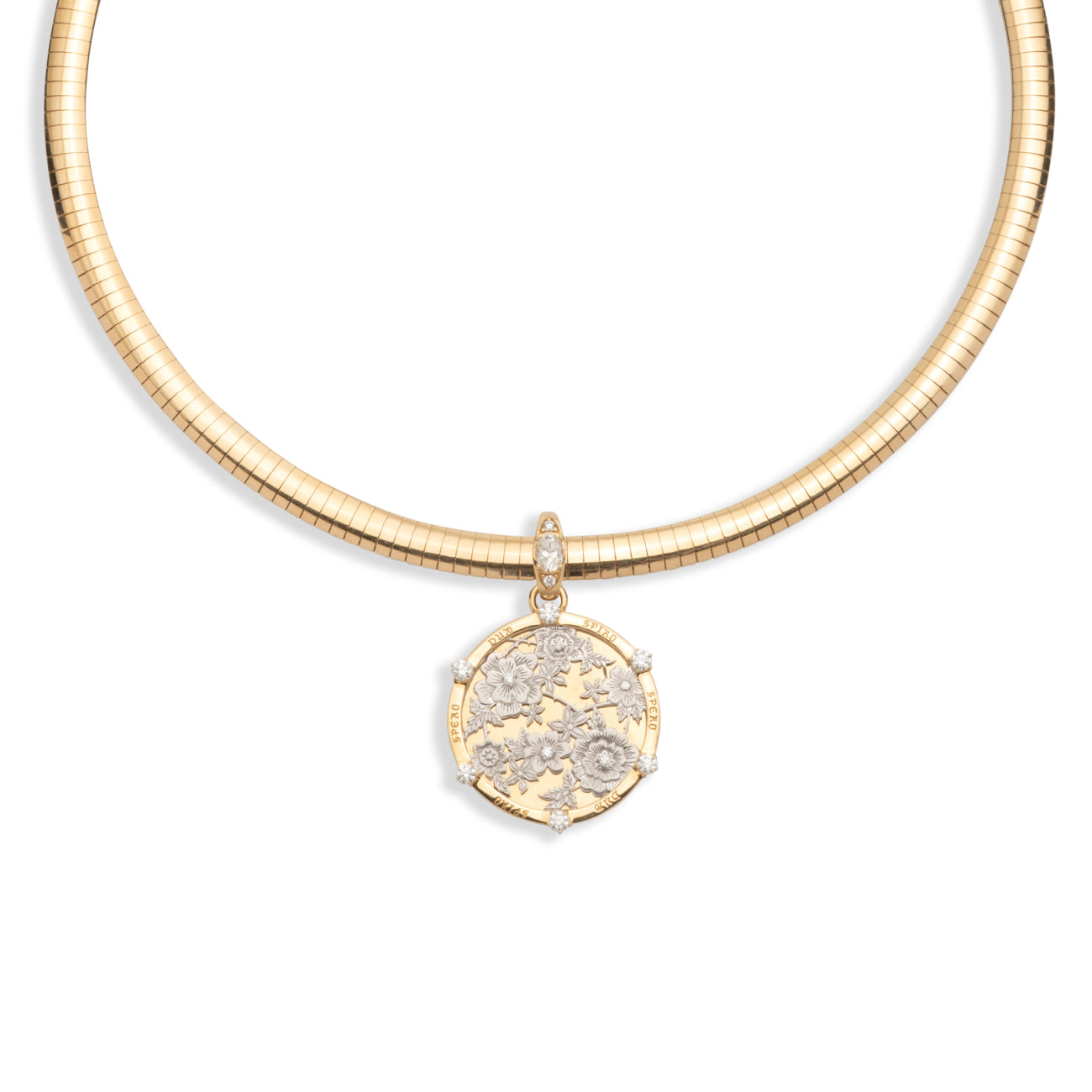Resilience Medium Sleek Collar Necklace : in Mixed Gold with Diamonds