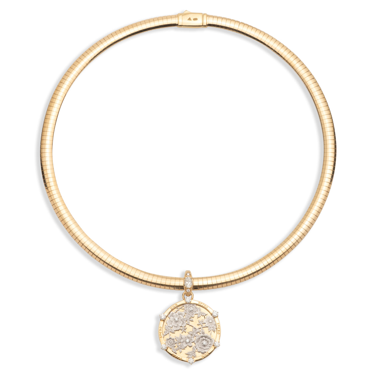 Resilience Medium Sleek Collar Necklace : in Mixed Gold with Diamonds