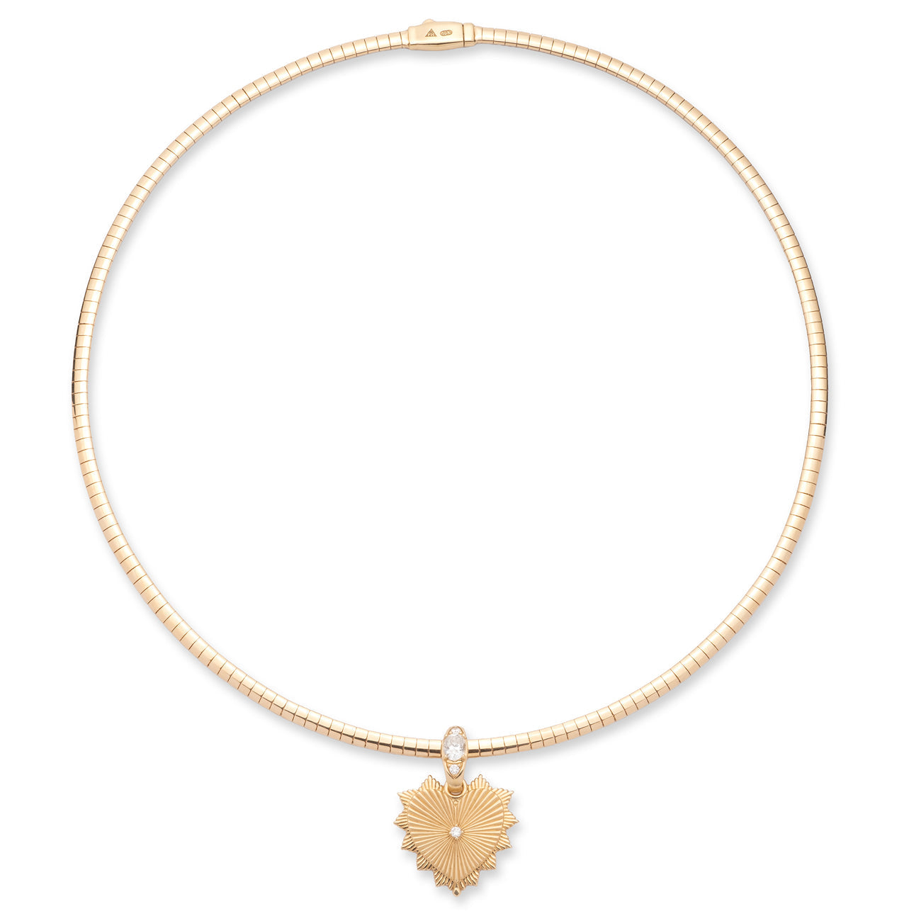 Heart Love Token Small Sleek Collar Necklace : in Yellow Gold with Diamonds
