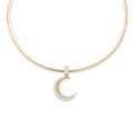Crescent Small Sleek Collar Necklace : in Yellow Gold with Diamonds