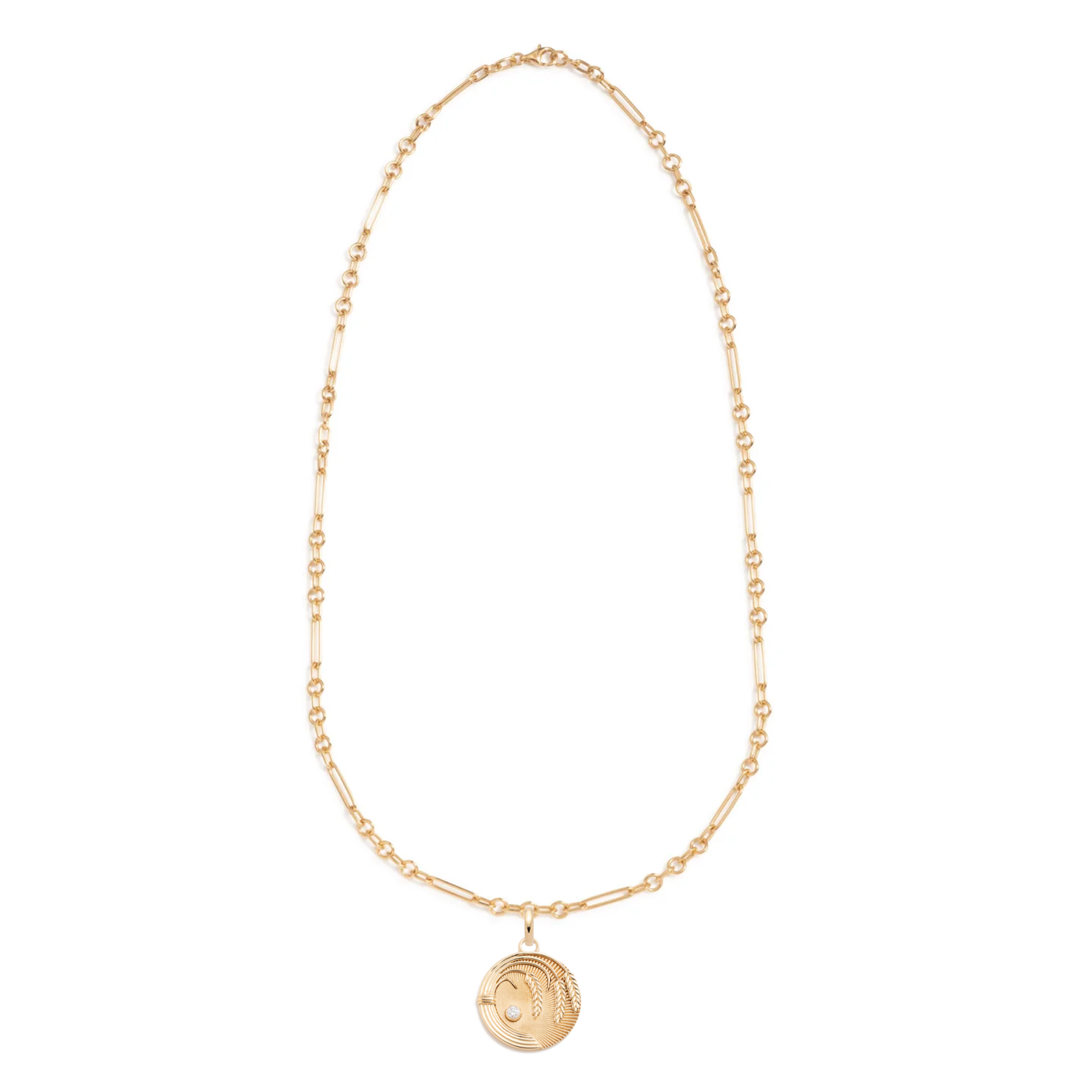 Infinite Gratitude Braided Wheat Fine Mixed Clip Necklace : in Yellow Gold with Diamond