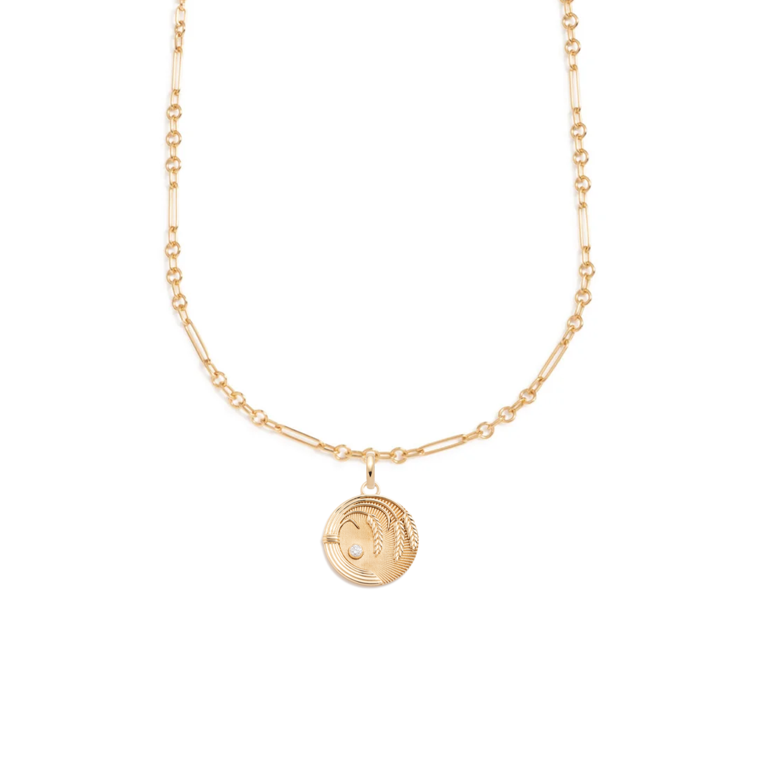 Infinite Gratitude Braided Wheat Fine Mixed Clip Necklace : in Yellow Gold with Diamond