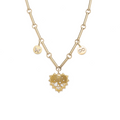Encrusted Heart and Infinity Element Chain Story : in Yellow Gold with Diamonds