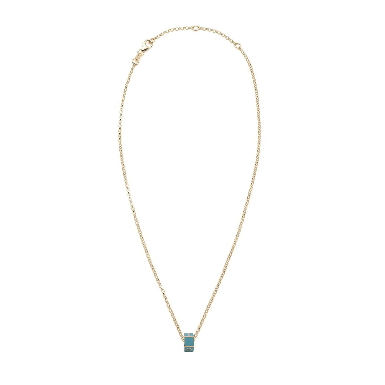 Custom Faceted Heart Beat : Fine Belcher Necklace Aqua