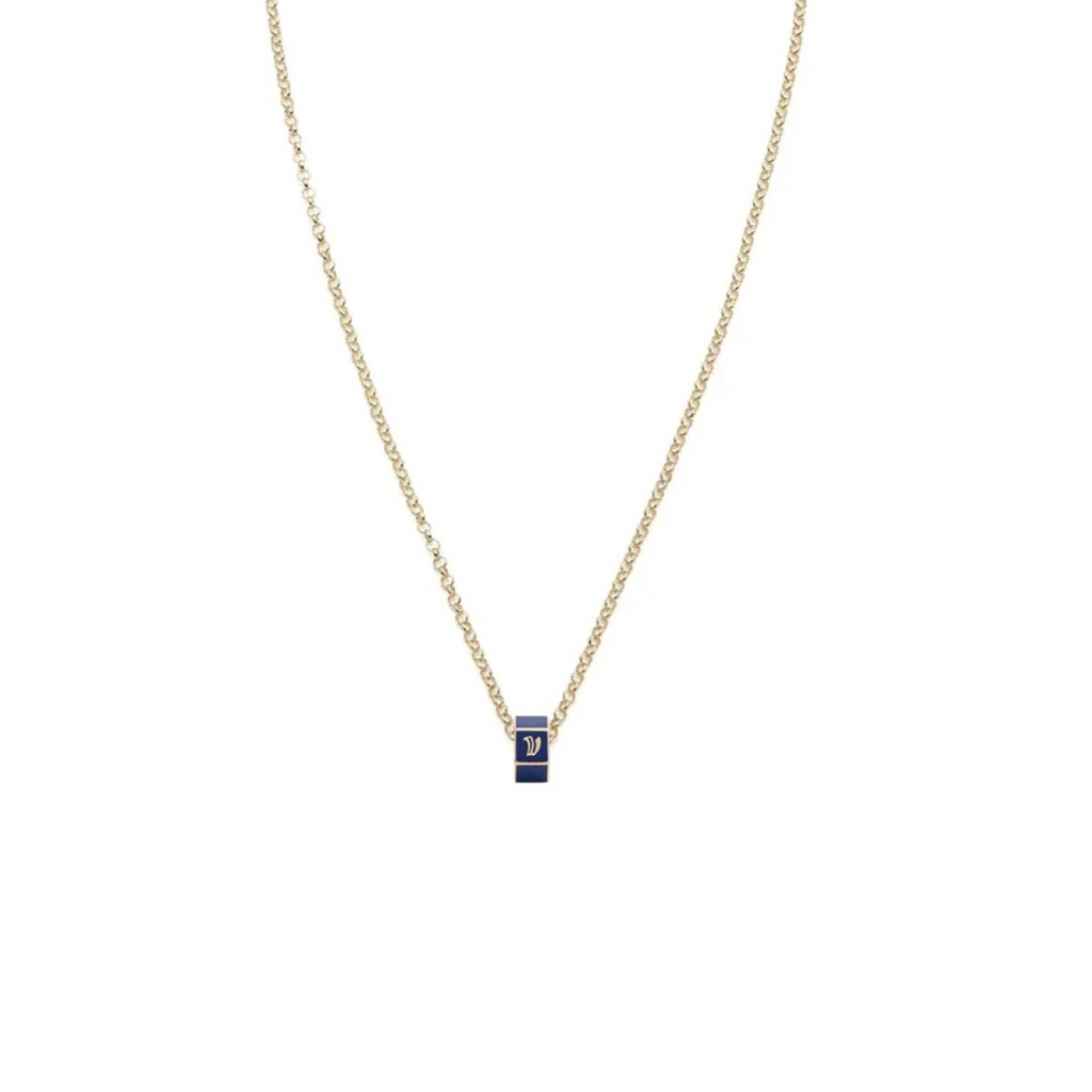 Custom Faceted Heart Beat : Fine Belcher Necklace Blue