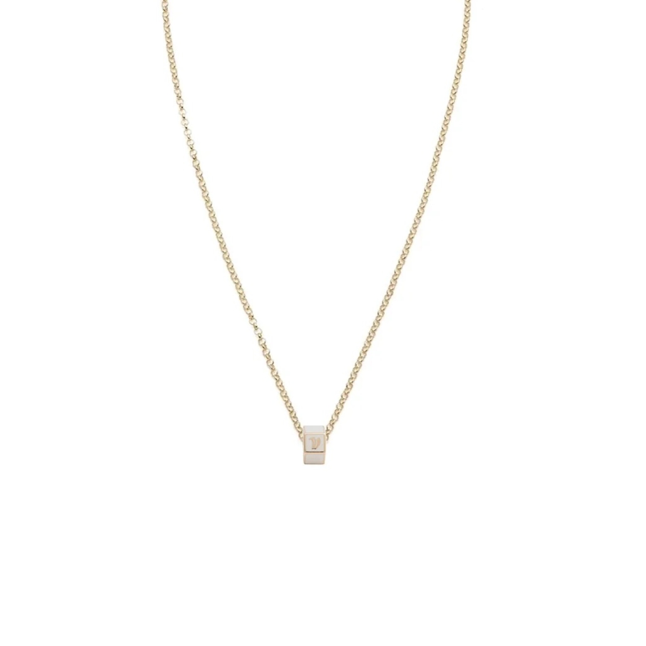 Custom Faceted Heart Beat : Fine Belcher Necklace White