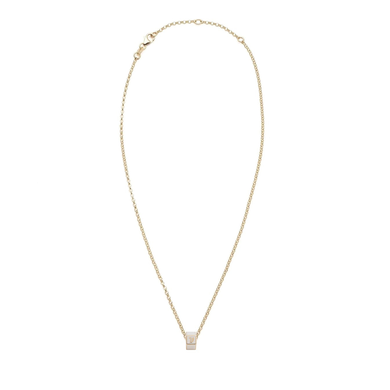 Custom Faceted Heart Beat : Fine Belcher Necklace White